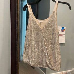 Maurice’s sequined beige/silver tank top size small
